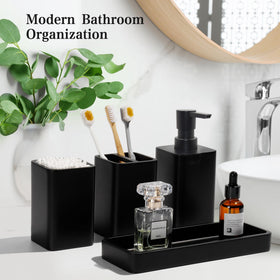 YMXYJM toothbrush holder in matte black helps keep brushes tidy.