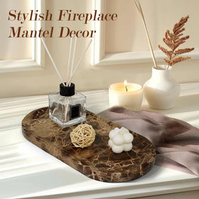 YMXYJM vanity tray polished marble keeps jewelry and perfume neatly arranged.