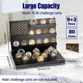 Yncotte challenge coin display 3+9 tier layout neatly organizes medals and coins.