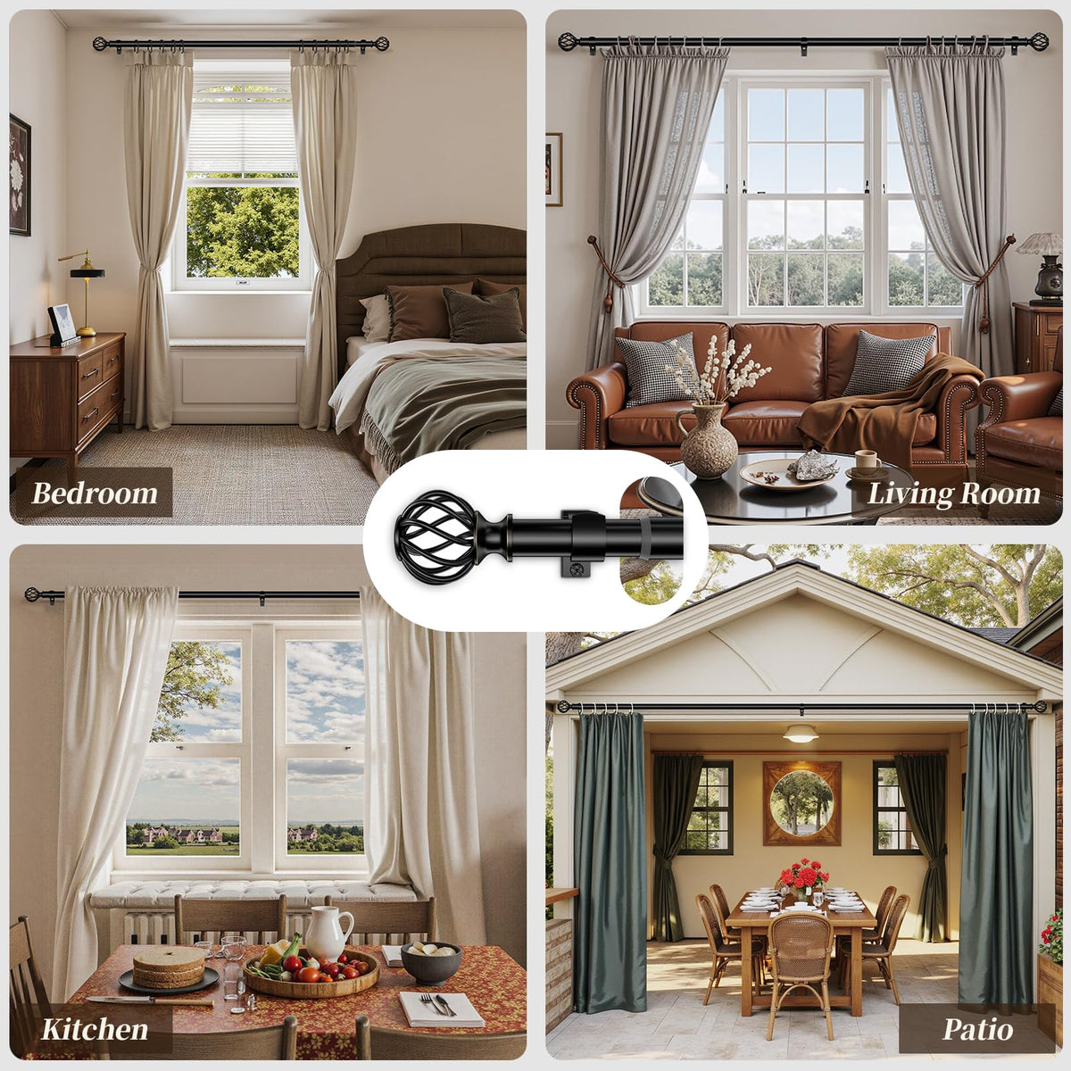 Indoor and outdoor versatility: YNL curtain rod for patios and gazebos