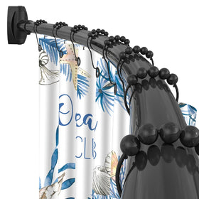 YNL curved shower rod arch design in matte black adds space and style to the shower