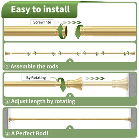 YNL Gold Shower Rod supports up to 30 pounds for heavy curtains.
