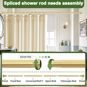 YNL Gold Shower Rod non-slip pads stabilize the rod on wet surfaces.
