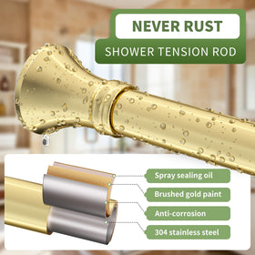 YNL Gold Shower Rod spring tension mechanism enables tool-free installation.