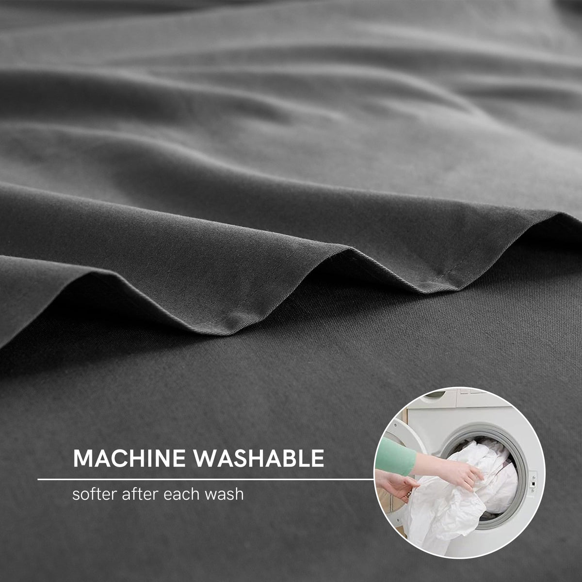 Machine washable preshrunk cotton for simple care.