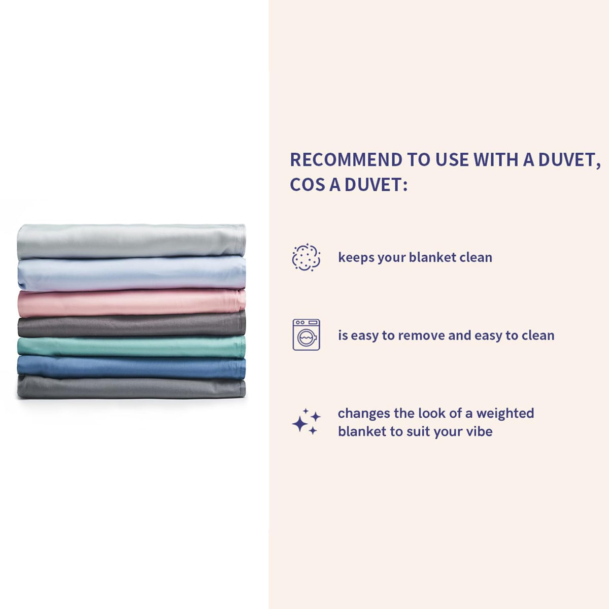 YnM weighted blanket placed on a sofa for versatile all-season use.