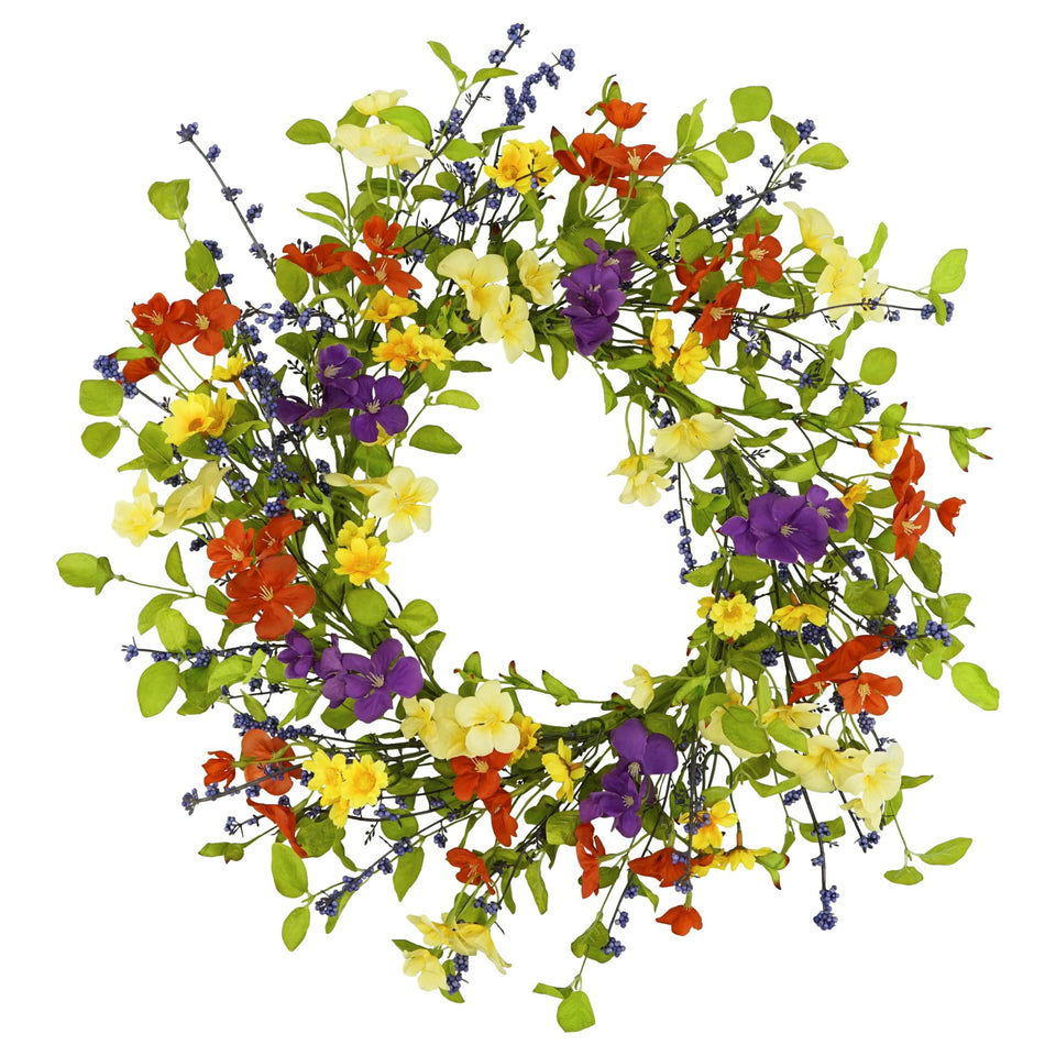YNYLCHMX 18-inch wreath for the front door adds color and curb appeal.