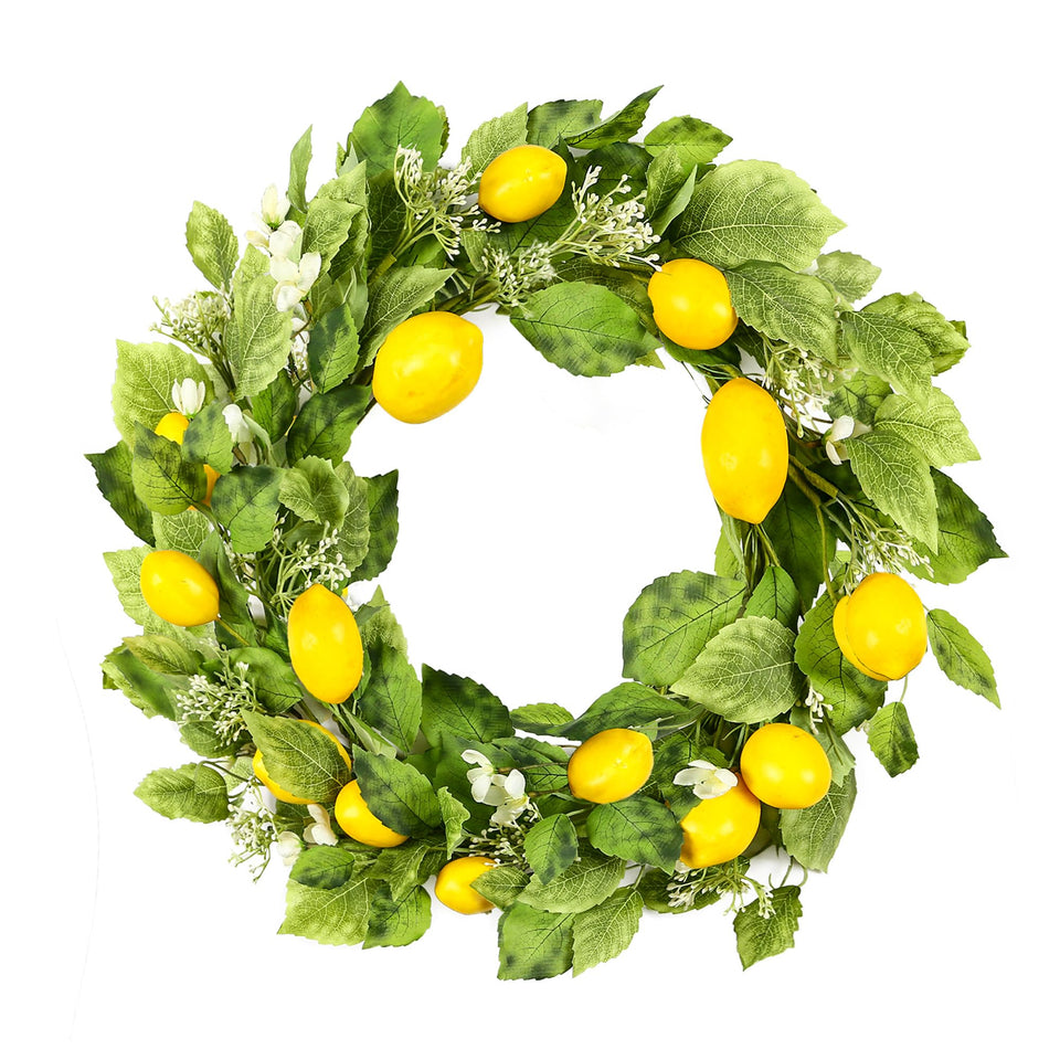 YNYLCHMX 18-inch lemon-eucalyptus wreath for a welcoming front door display.