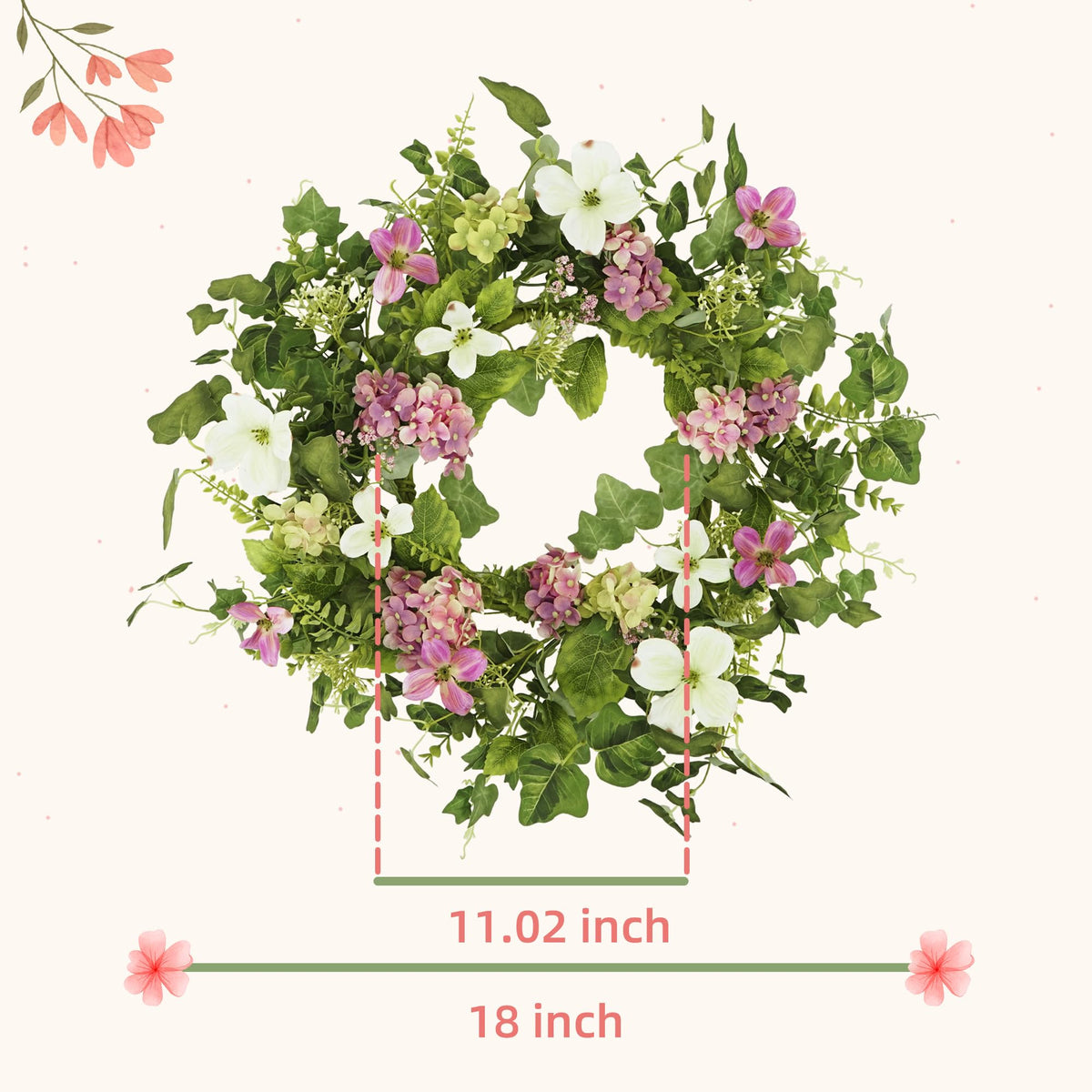 YNYLCHMX green eucalyptus leaves wreath suitable for indoor or outdoor display.