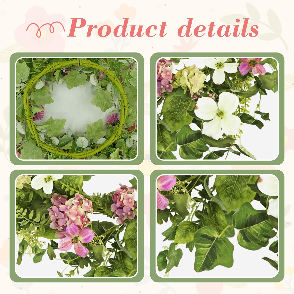 YNYLCHMX 18-inch wreath designed for versatile indoor-outdoor use.