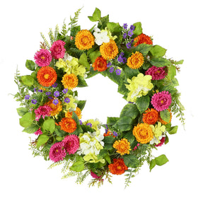 YNYLCHMX 18-inch wreath with daisies on front door for a welcoming look
