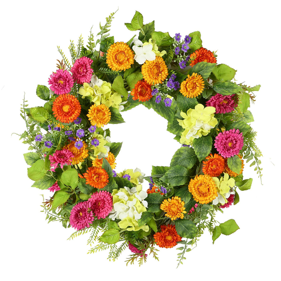 YNYLCHMX 18-inch wreath with daisies on front door for a welcoming look