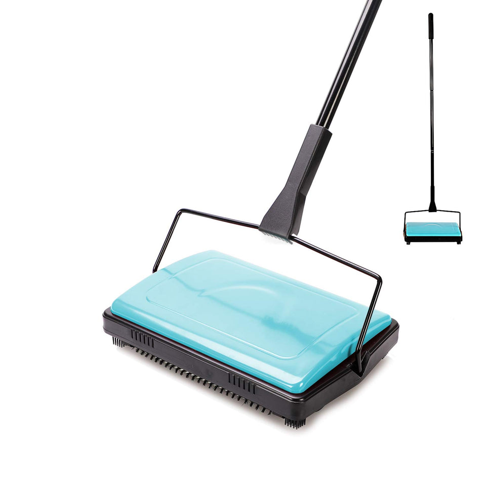 Yocada blue carpet sweeper main view for efficient low-pile carpet cleaning