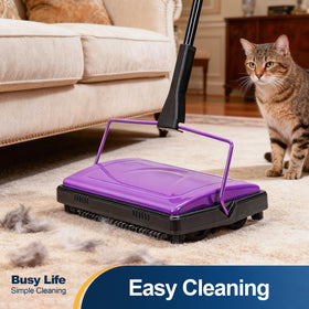 Yocada carpet sweeper removes crumbs from a carpet quickly