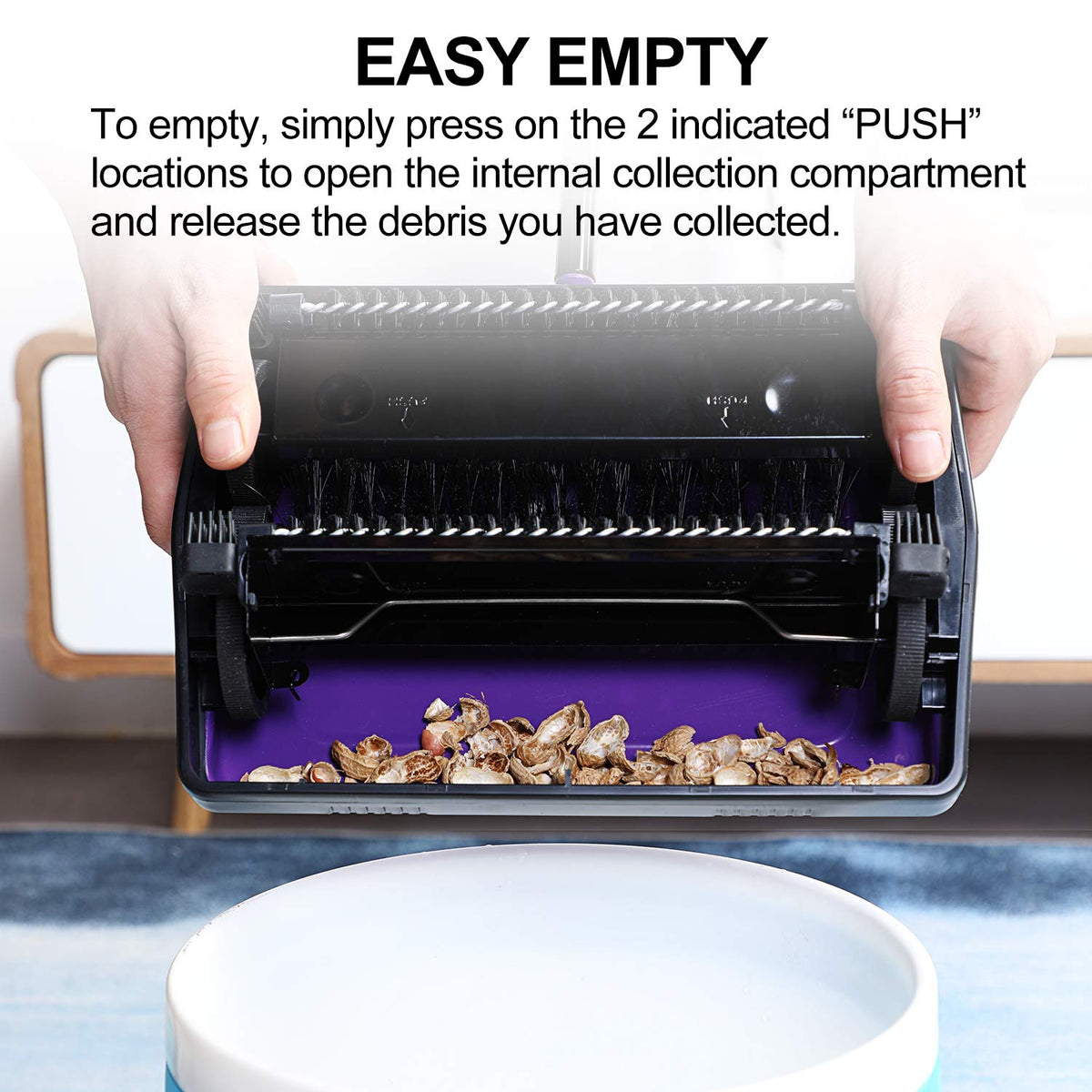 Yocada carpet sweeper fits compact spaces for easy storage