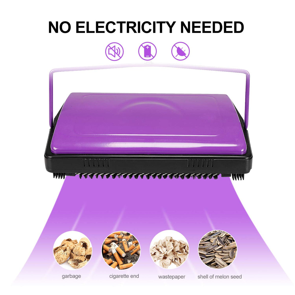 Yocada carpet sweeper clears dust from low-pile carpets