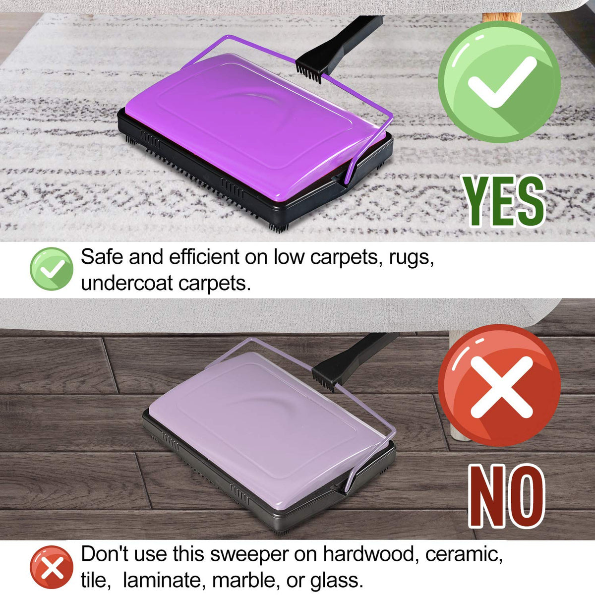 Yocada carpet sweeper picks up paper clips and small scraps