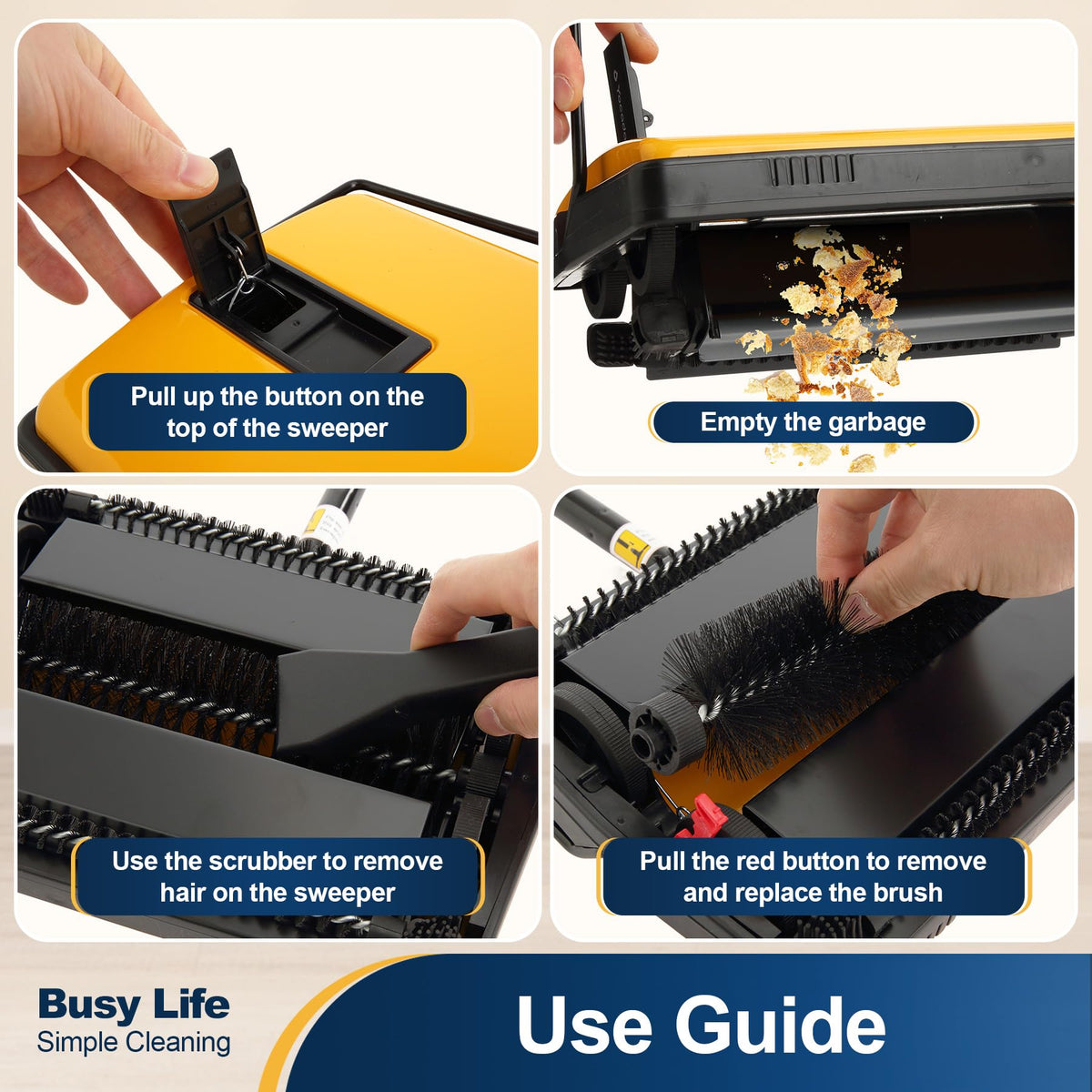 Yocada cleans pet hair from carpets without electricity.