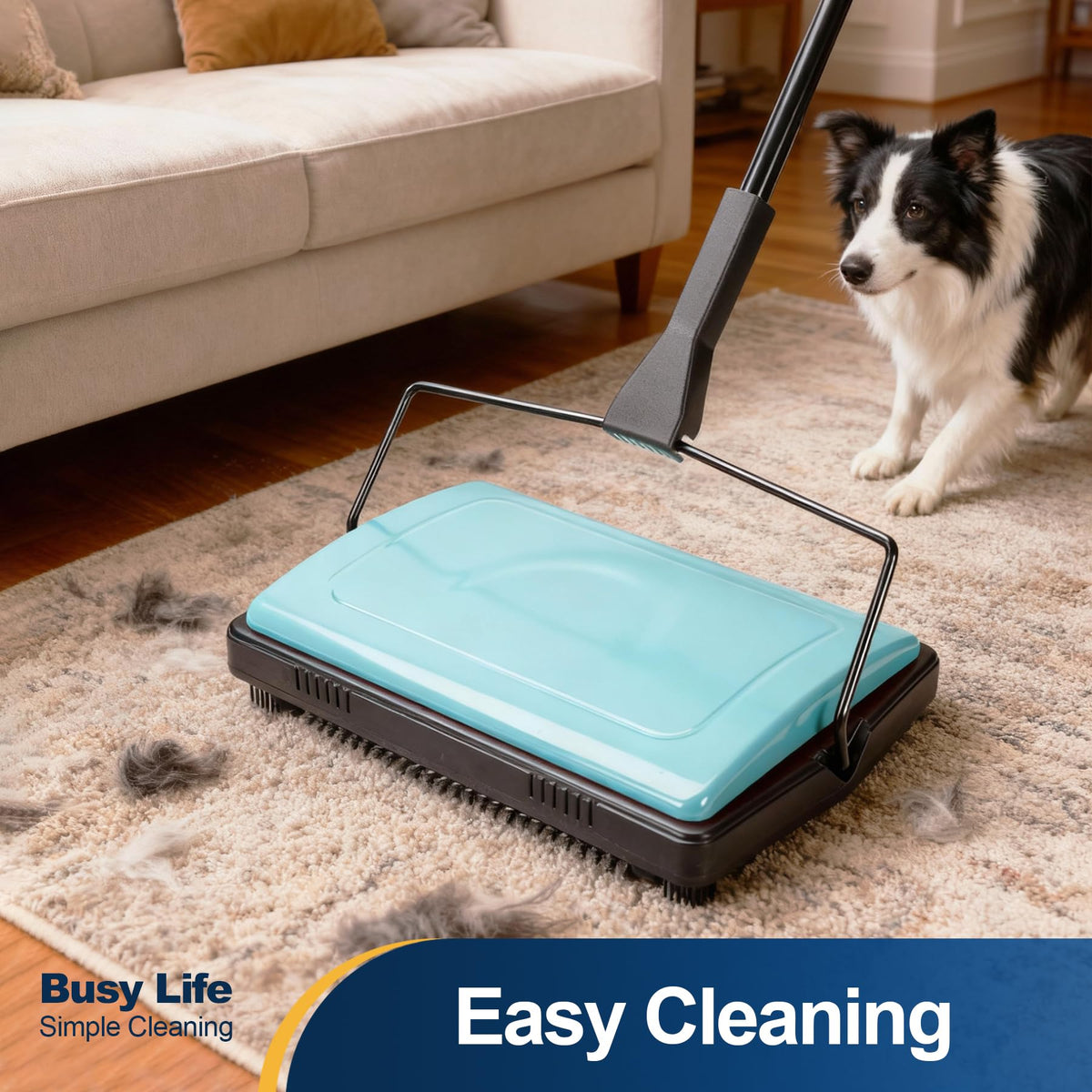 Yocada blue undercoat carpet sweeper is versatile on rugs
