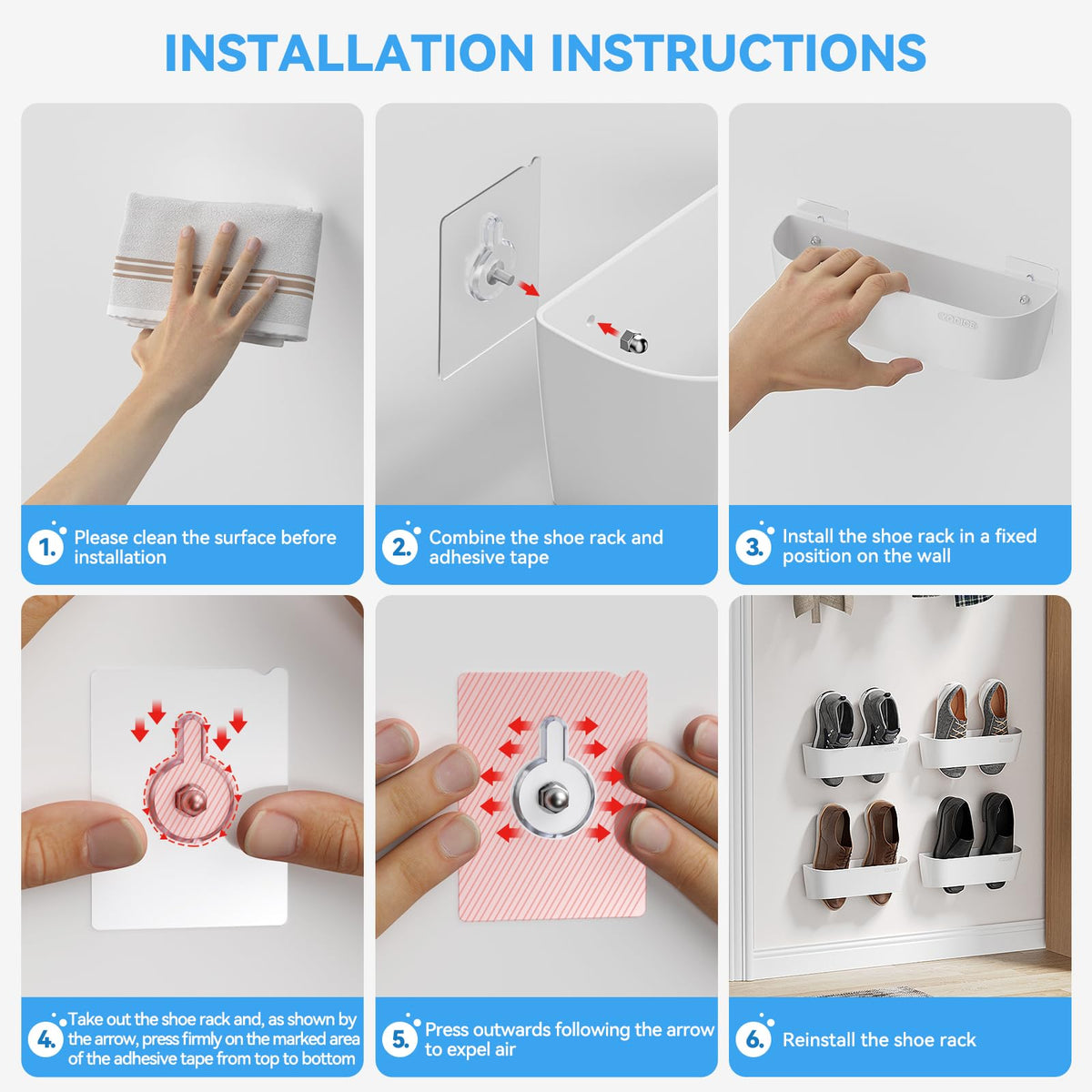 Yocice door shoe hanger installation shows simple tool-free setup.