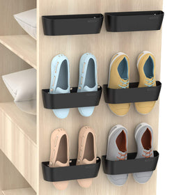 Yocice wall-mounted shoes rack 6-pack front view for easy access and organized entryway.