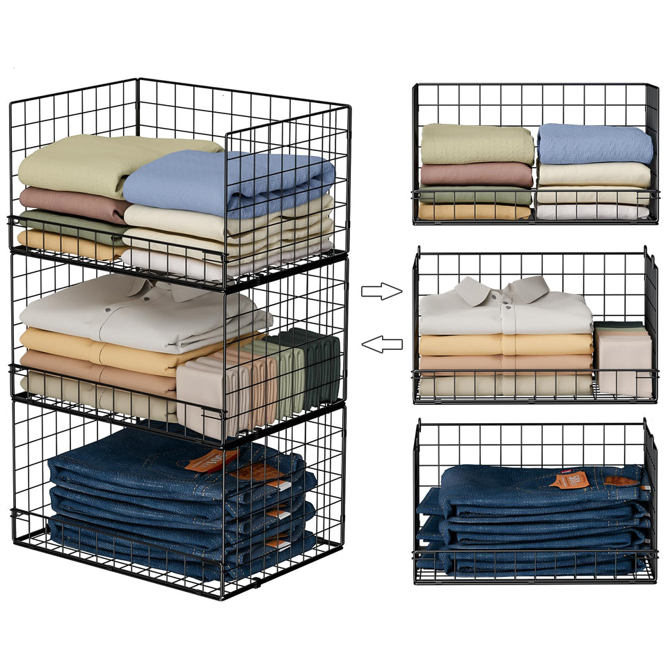 Yociyoga 3 tier closet organizers front view showing space saving design