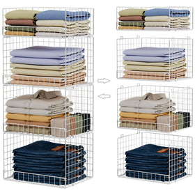 Yociyoga 4-tier closet organizer in white keeps clothes neatly arranged for quick selection.