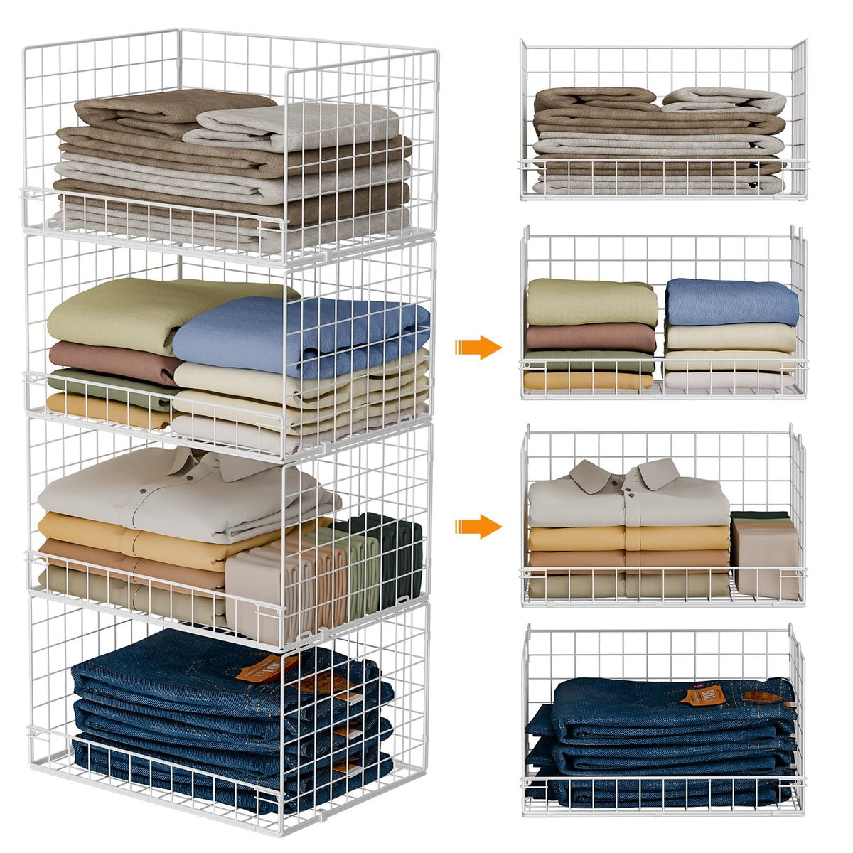 Yociyoga 4-Tier closet organizer with wide mouth for easy access