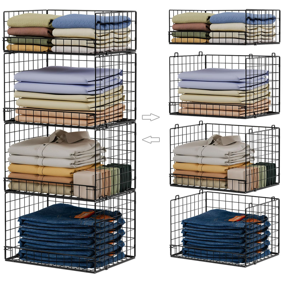 Yociyoga 4-tier closet organizer stackable for easy wardrobe separation.