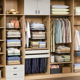 Yociyoga stacked sections demonstrate large capacity for tops, pants, and bags.