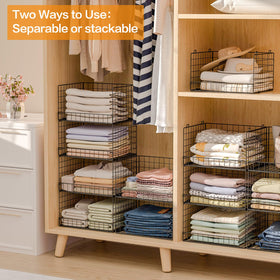Yociyoga 6-tier closet organizer in use with pants and sweaters for organized mornings.