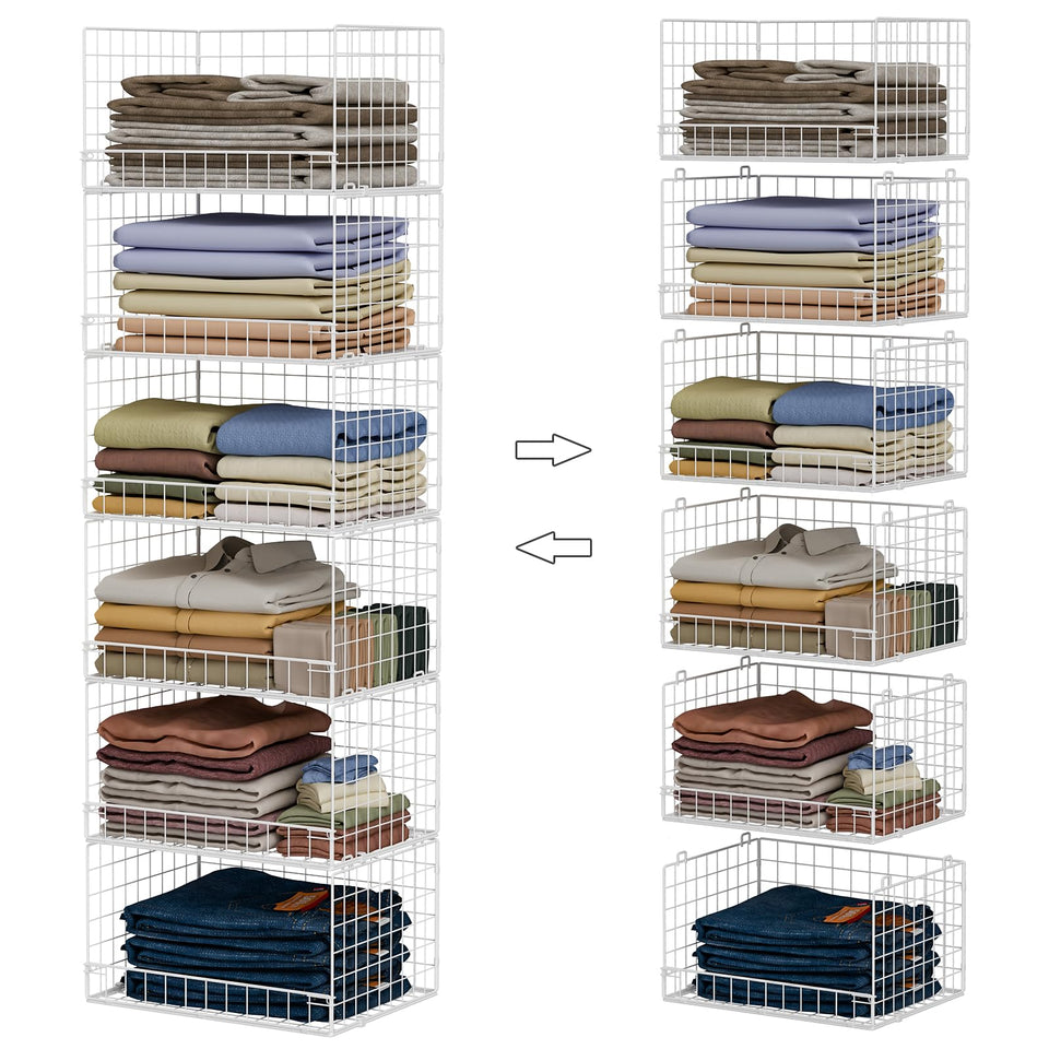 Yociyoga 6-tier closet organizer stackable unit keeps outfits neatly organized.