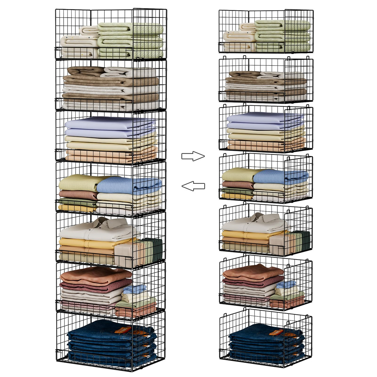 Yociyoga 7 tier stackable closet organizers front view showing accessible storage