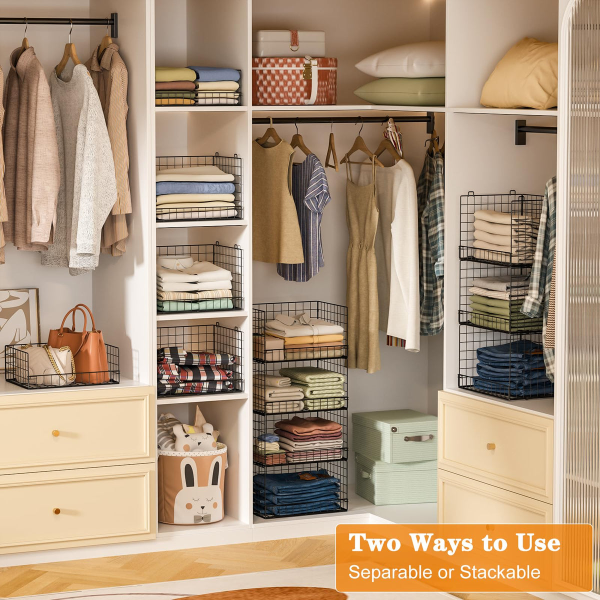 Yociyoga stackable closet organizers side view highlighting compact profile