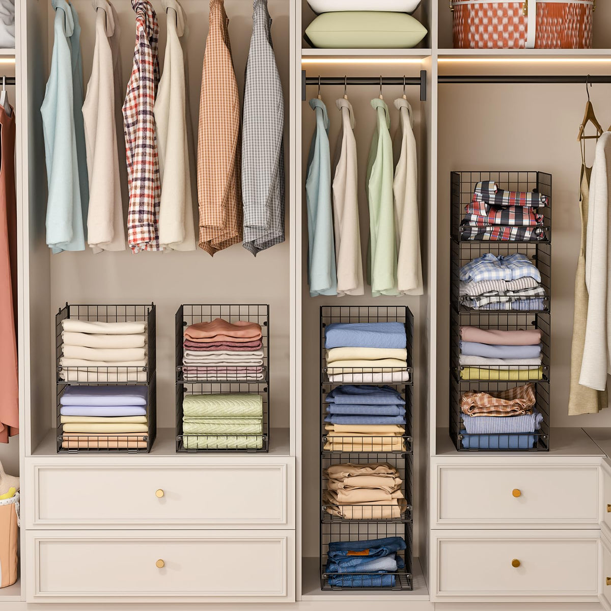 Yociyoga closet organizers clear view bins keep items within reach.