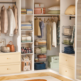 Yociyoga closet shelves foldable iron mesh for versatile storage.