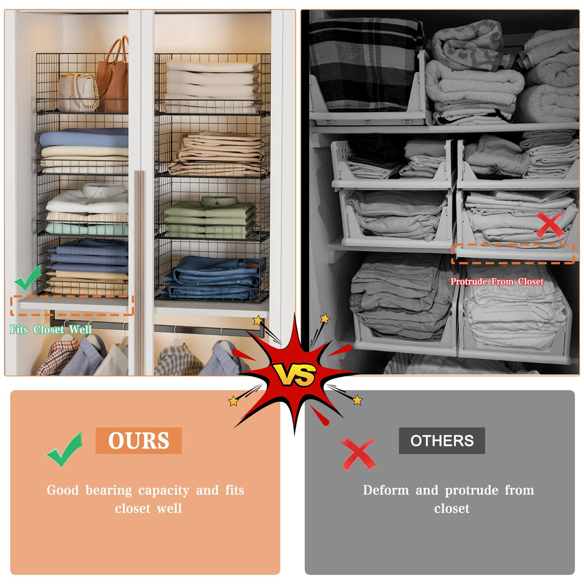 Yociyoga foldable closet shelf organizer saves space when not in use.