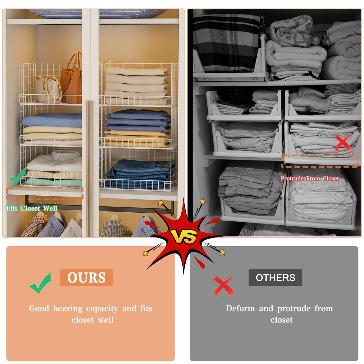 Yociyoga foldable closet shelves save space when not in use.