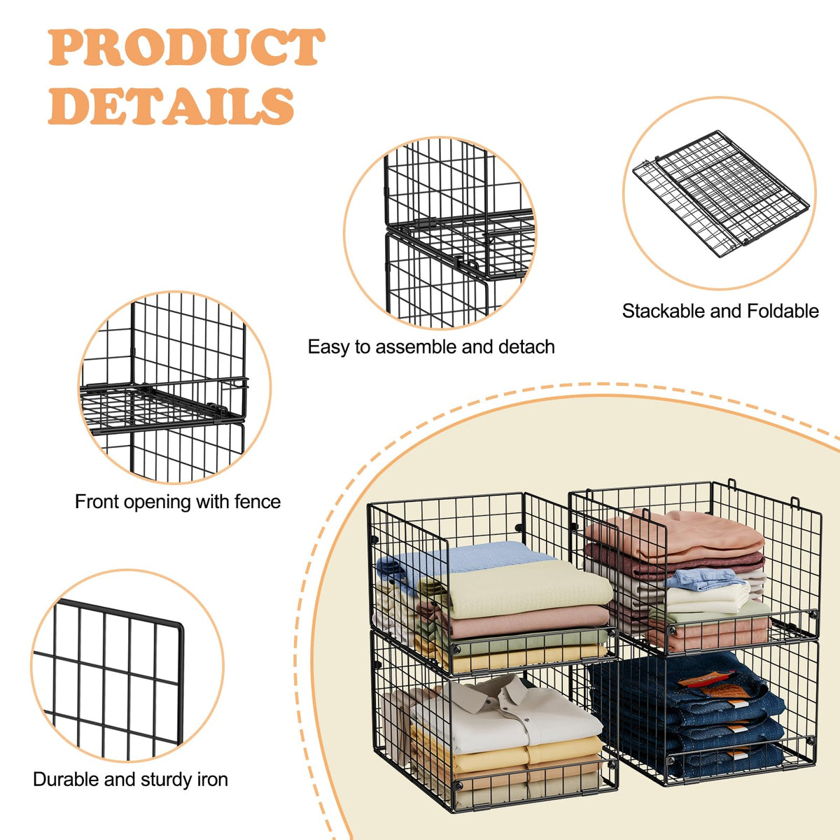 Yociyoga iron mesh closet bins durable and breathable for easy visibility.
