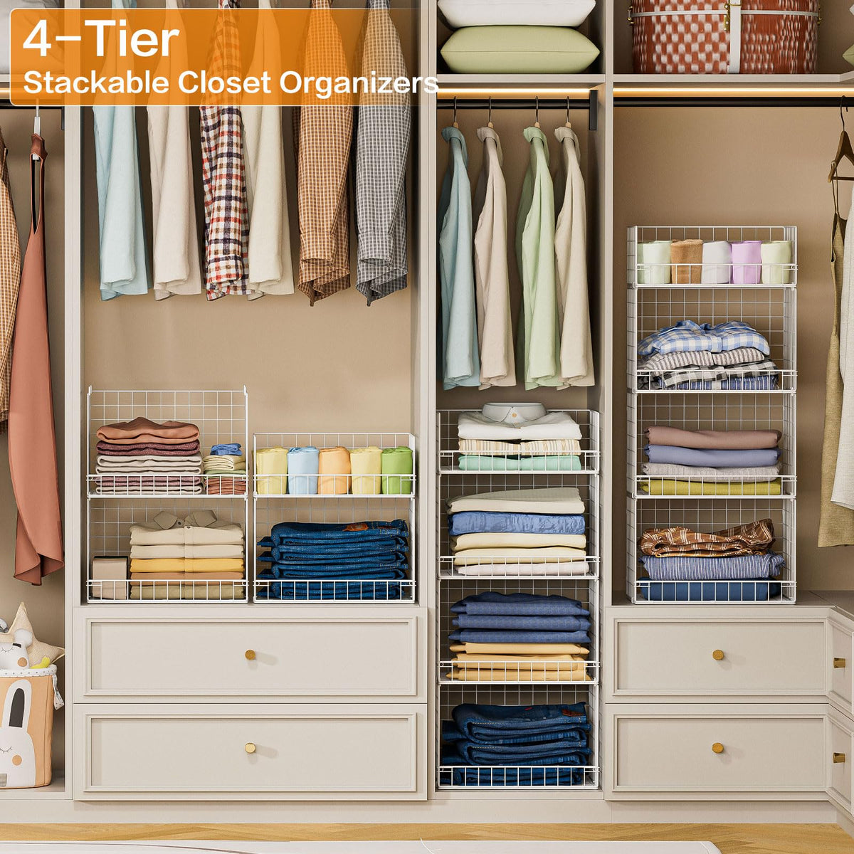Yociyoga pants and tees organization closet image demonstrates versatile clothing storage.