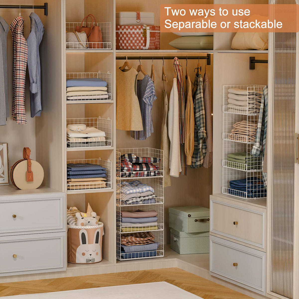 Yociyoga stackable foldable closet bins for flexible wardrobe storage