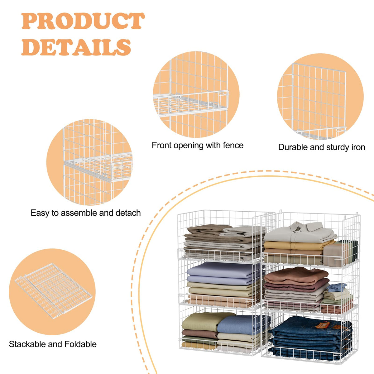 Yociyoga sturdy iron mesh bins offer durability and breathable visibility.