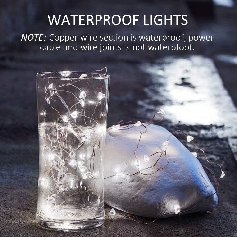 YOEEN IP65 waterproof string lights on silver wire for indoor/outdoor use.