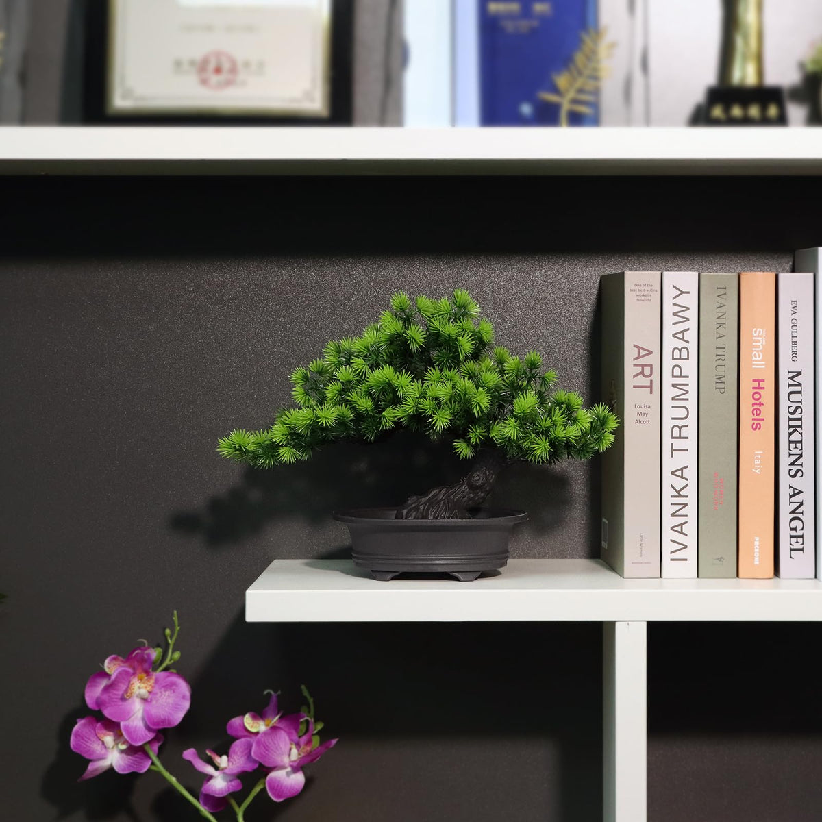 Yoerm 9.5-inch bonsai height fits compact spaces on any surface.