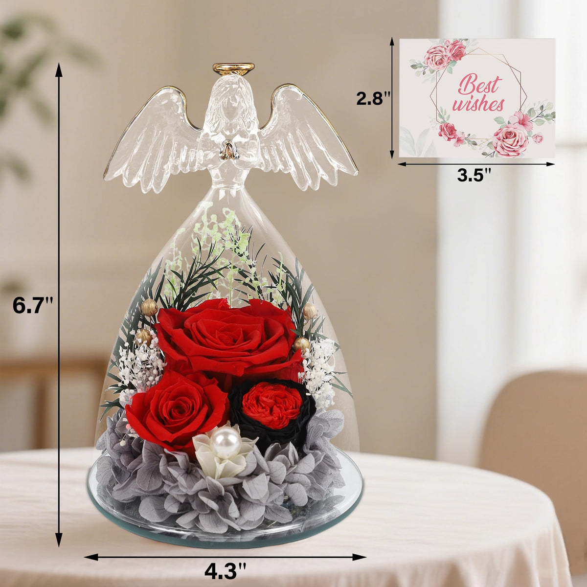 YOFIT glass angel figurine with illuminated rose offers a gentle glow for relaxing evenings.