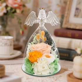 YOFIT glass angel figurine with built-in LED light creates warm ambiance.