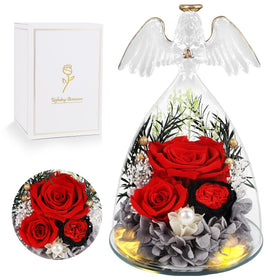 YOFIT preserved rose in glass angel dome, a lasting keepsake for cherished moments.