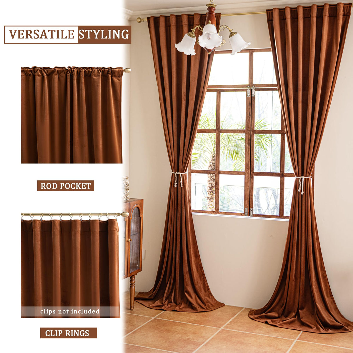YOFUN burnt orange blackout curtains in a bedroom creating cozy privacy