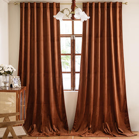 YOFUN burnt orange velvet curtains two-panel display with luxurious texture and blackout capability