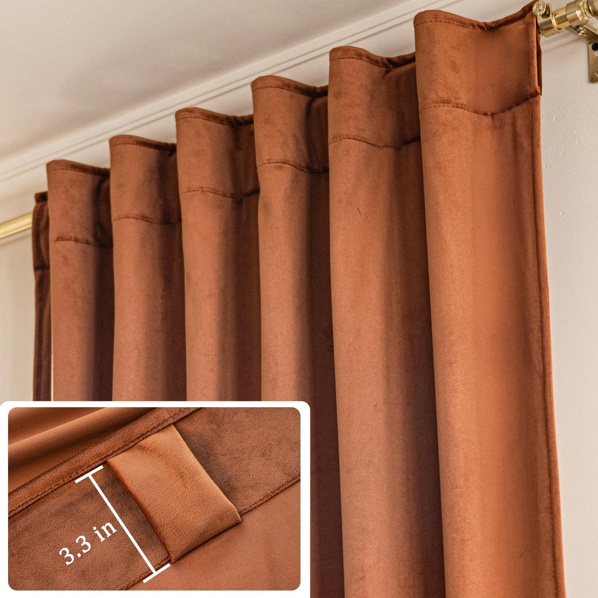YOFUN velvet curtains rod-pocket and back-tab hanging options demonstrated for flexible installation